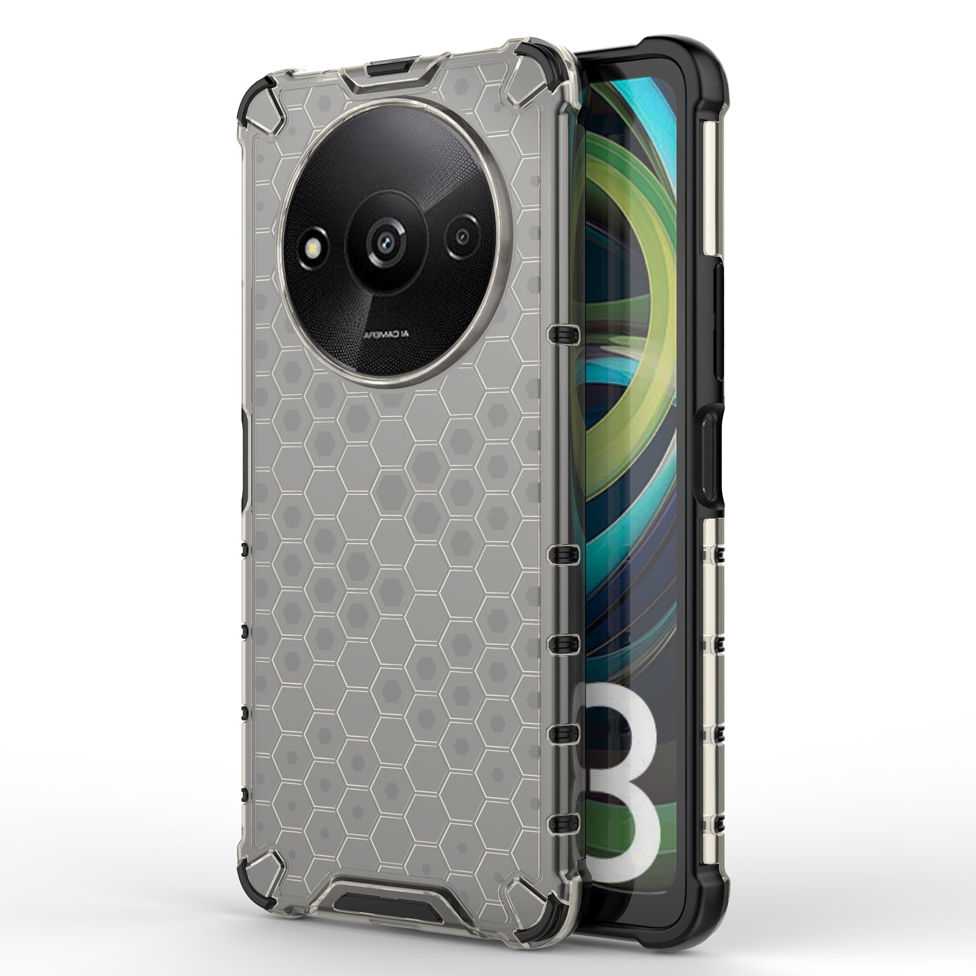 For Xiaomi Redmi A3 / Poco C61 4G Cell Phone Cases Honeycomb Design TPU+PC Anti-scratch Cover For Xiaomi Redmi A3 / Poco C61 4G Cell Phone Cases Honeycomb Design TPU+PC Anti-scratch Cover